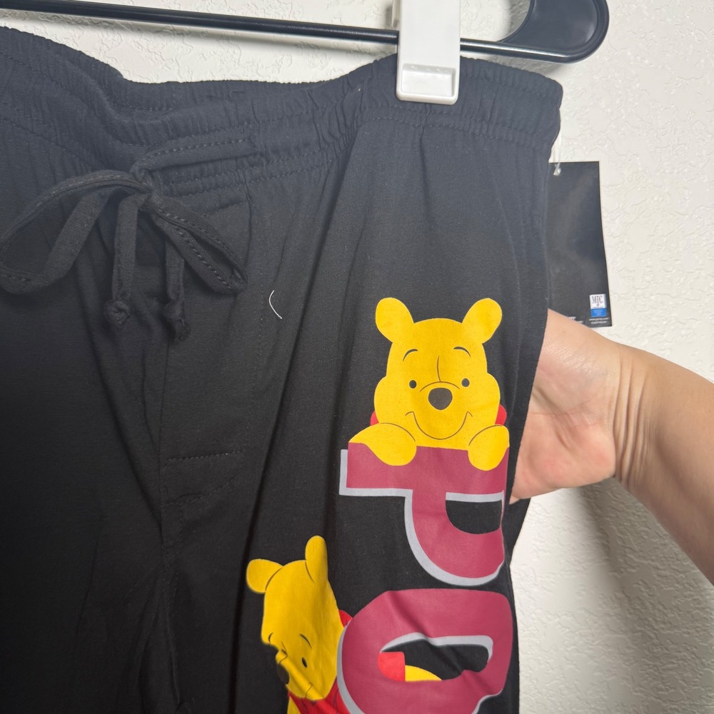 Disney Hot Topic Winnie the Pooh Lounge Pants Medium Black Graphic Pajamas - Picture 3 of 6